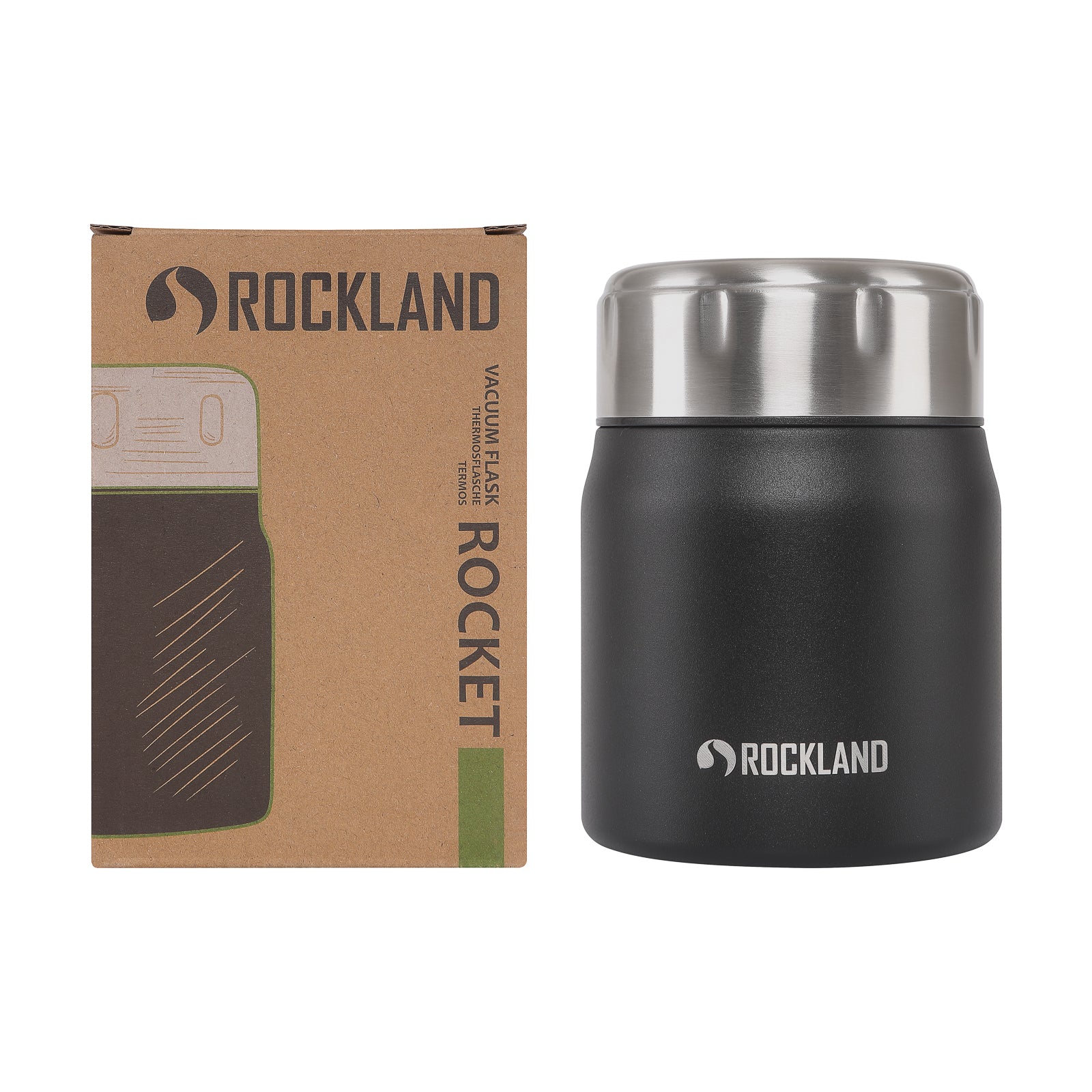 Rockland Termos obiadowy ROCKET Czarny 500 ml (spork w zakrętce + miseczka)