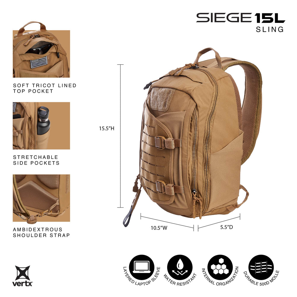 Vertx, plecak taktyczny Siege 15l Sling EDC, szary