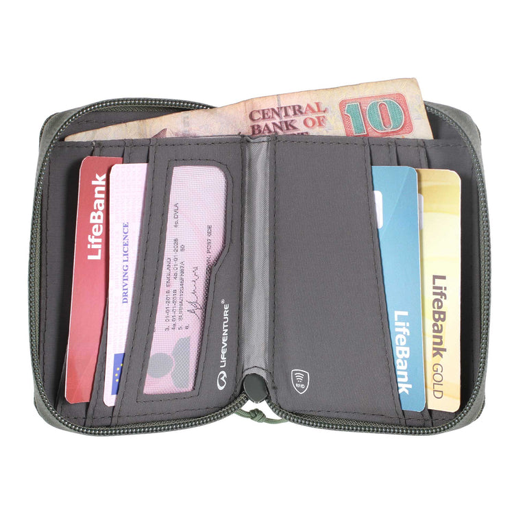 Lifeventure, Składany portfel z ochroną RFID, zielony