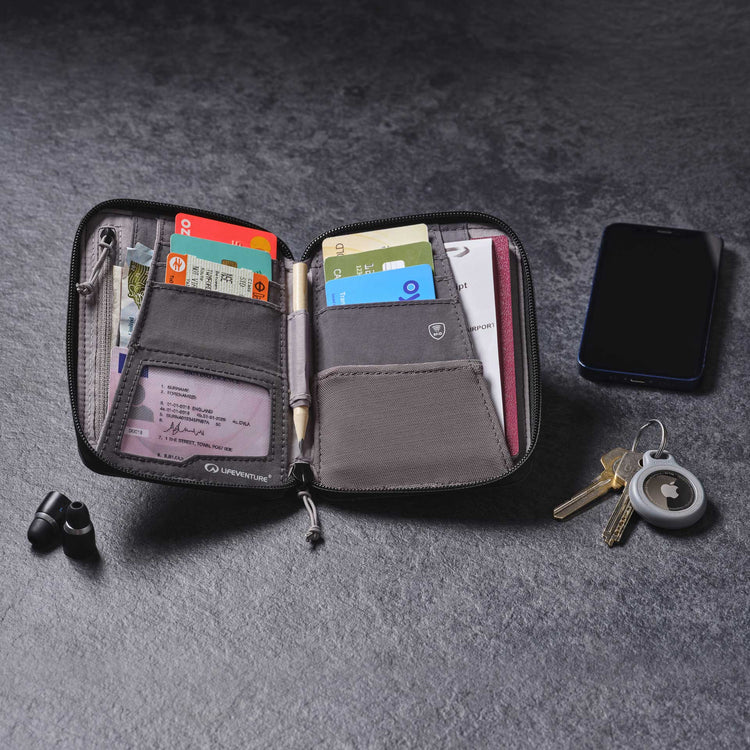 Lifeventure, Mini portfel podróżny z ochroną RFID, szary