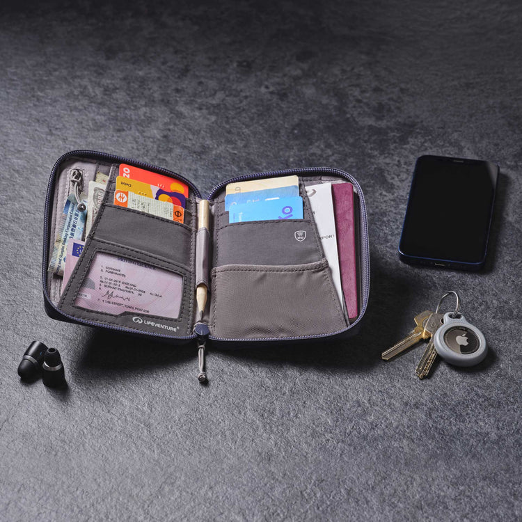 Lifeventure, Mini portfel podróżny z ochroną RFID, niebieski