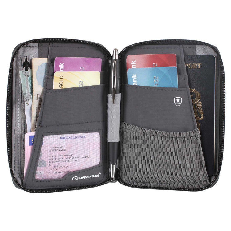 Lifeventure, Mini portfel podróżny z ochroną RFID, szary