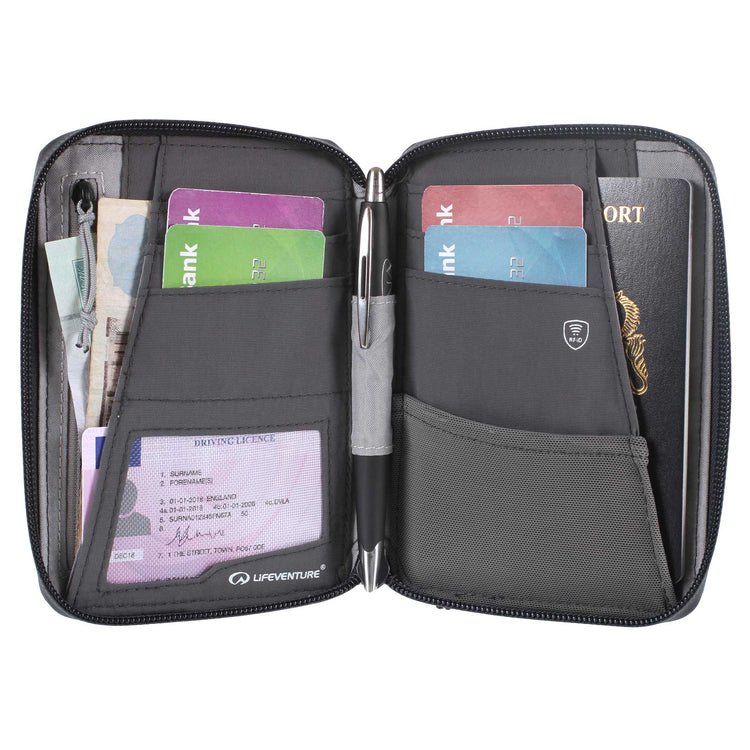 Lifeventure, Mini portfel podróżny z ochroną RFID, niebieski