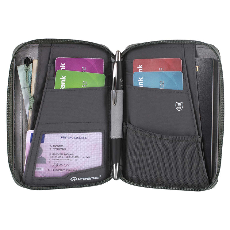 Lifeventure, Mini portfel podróżny z ochroną RFID, zielony