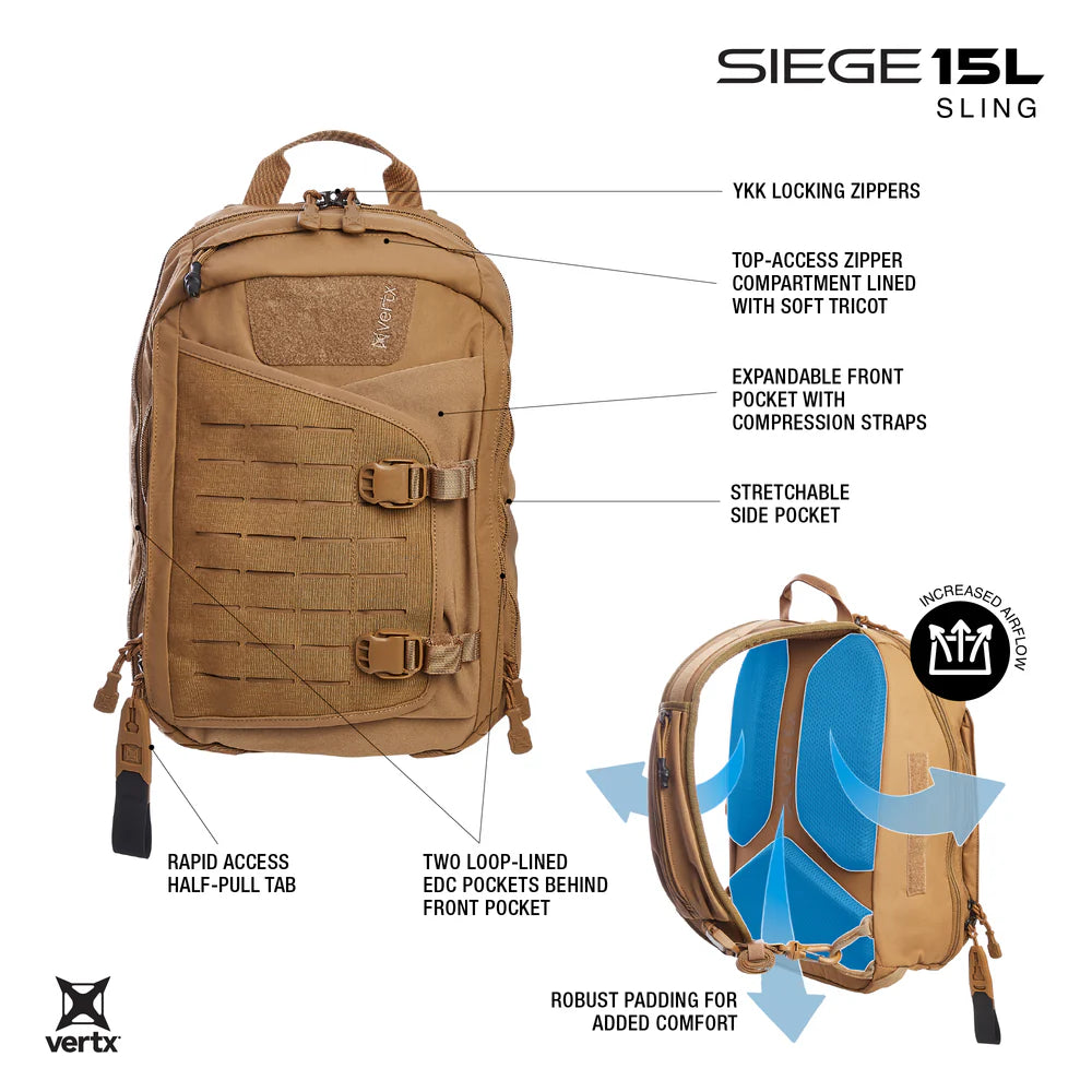 Vertx, plecak taktyczny Siege 15l Sling EDC, czarny