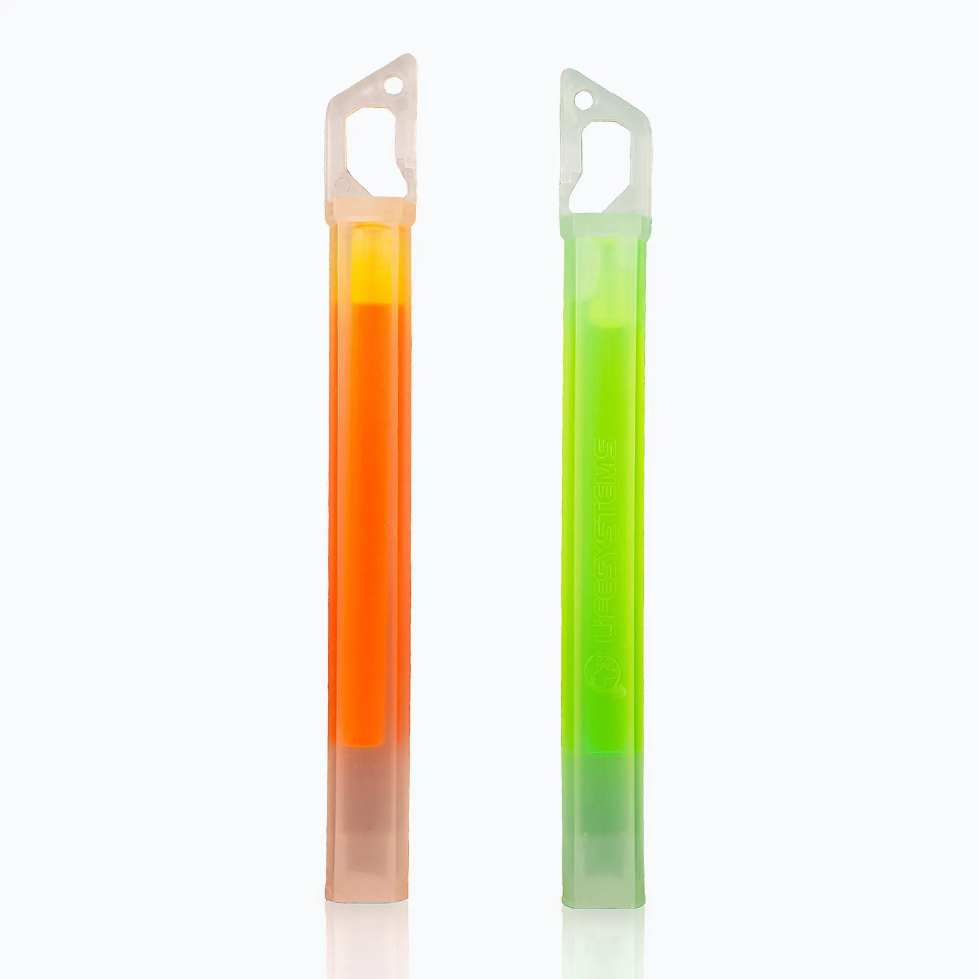 Lifesystems, 2 pałeczki świetlne 15H Glow Sticks do zastosowań outdoorowych, zielony/pomarańczowy