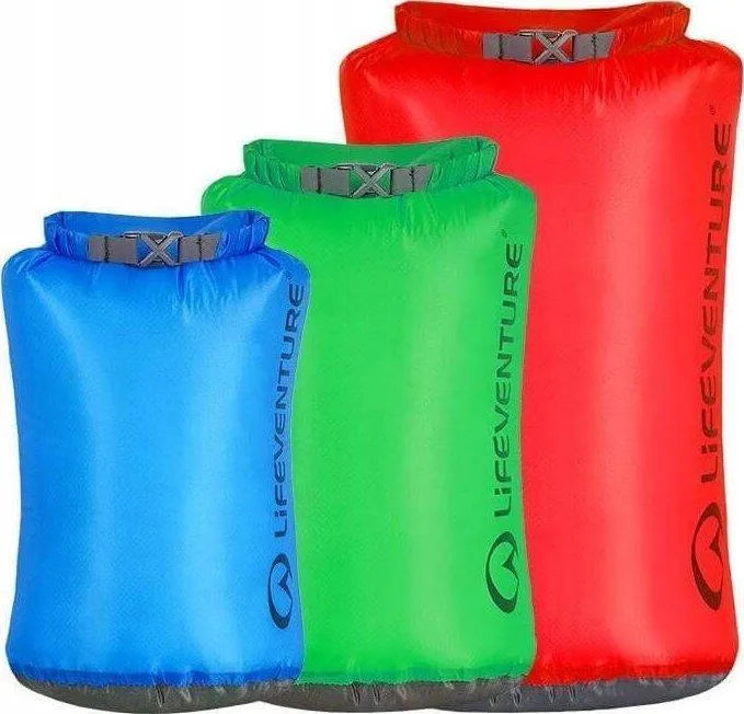 Lifeventure, Zestaw wodoodpornych worków Ultralight DryBag (5L, 10L, 25L)