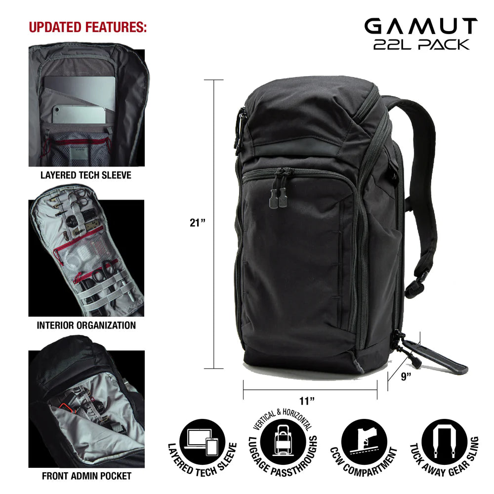 Vertx, plecak Gamut 22l EDC/CCW Long Walks Pack X, czarny